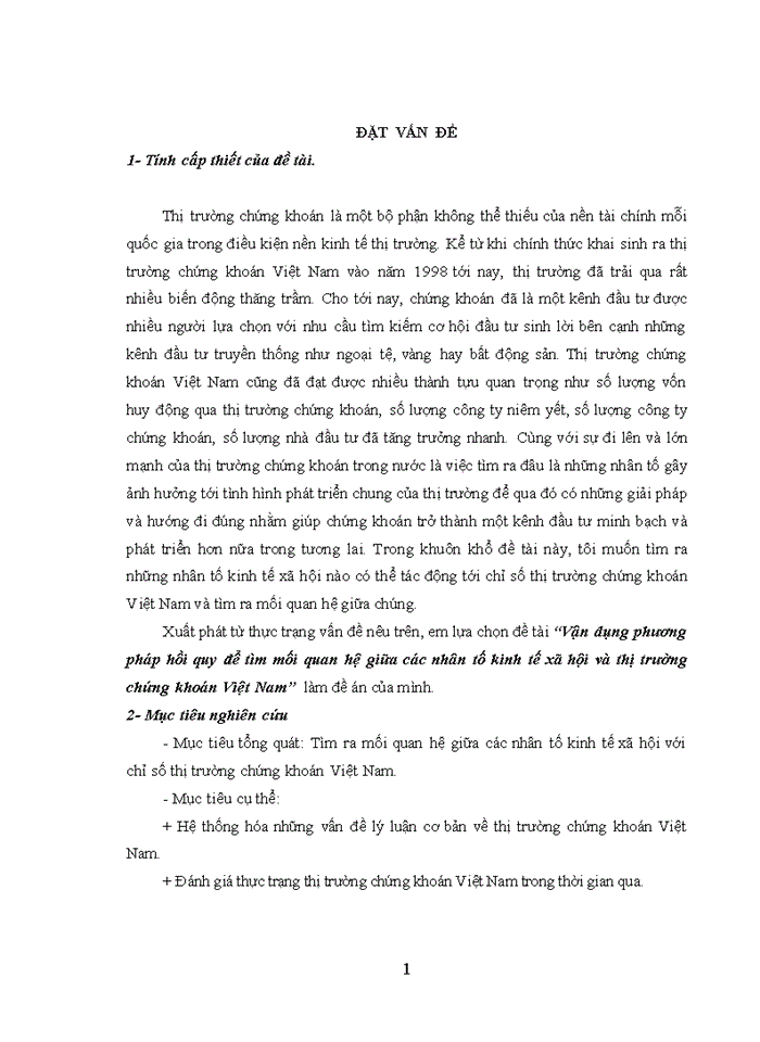 image for page Vận dụng phương pháp hồi quy để tìm mối quan hệ giữa các nhân tố kinh tế xã hội và thị trường chứng khoán Việt Nam