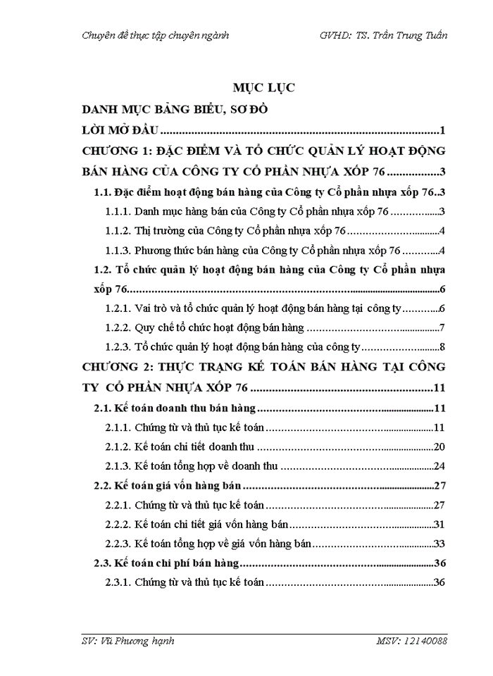 HOÀN THIỆN KẾ TOÁN BÁN HÀNG TẠI CÔNG TY CỔ PHẦN NHỰA XỐP 76