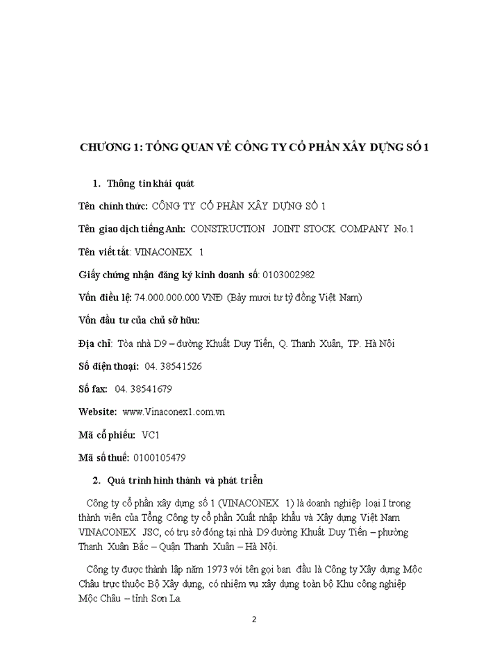image for page Báo cáo CÔNG TY CỔ PHẦN XÂY DỰNG SỐ 1