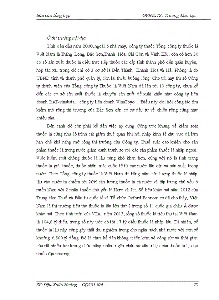 image for page Báo cáo Công ty trách nhiệm hữu hạn một thành viên Thuốc lá Bắc Sơn