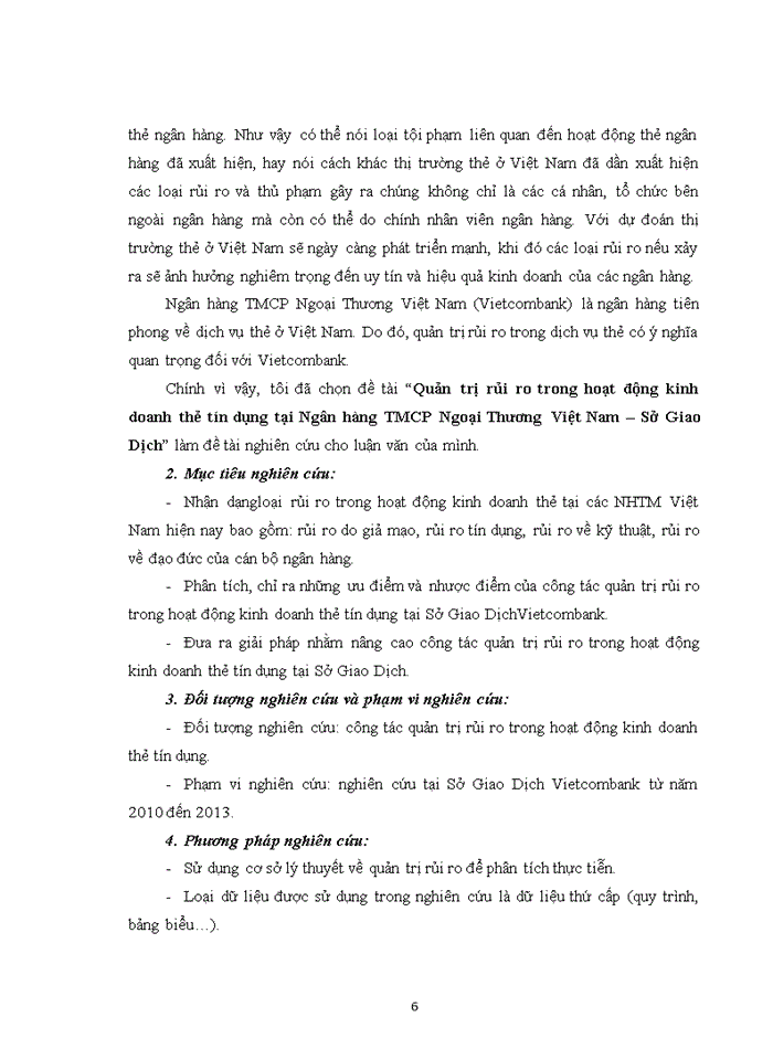 image for page Quản trị rủi ro trong hoạt động kinh doanh thẻ tín dụng tại Ngân hàng TMCổ phần Ngoại Thương Việt Nam Sở Giao Dịch