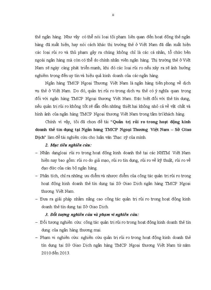 image for page Ths Quản trị rủi ro trong hoạt động kinh doanh thẻ tín dụng tại Ngân hàng Thương Mại Cổ Phần Ngoại Thương Việt Nam Sở Giao Dịch