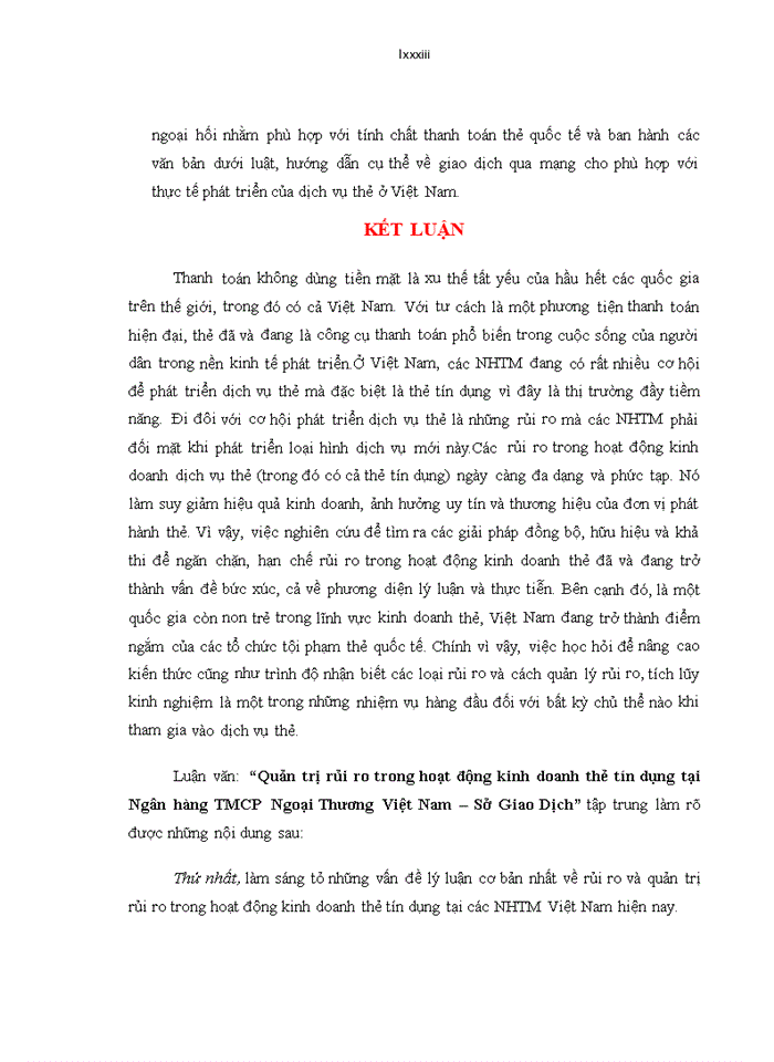 image for page Ths Quản trị rủi ro trong hoạt động kinh doanh thẻ tín dụng tại Ngân hàng Thương Mại Cổ Phần Ngoại Thương Việt Nam Sở Giao Dịch
