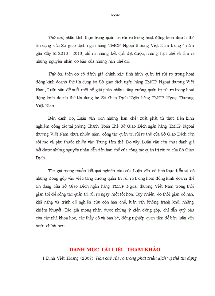 image for page Ths Quản trị rủi ro trong hoạt động kinh doanh thẻ tín dụng tại Ngân hàng Thương Mại Cổ Phần Ngoại Thương Việt Nam Sở Giao Dịch