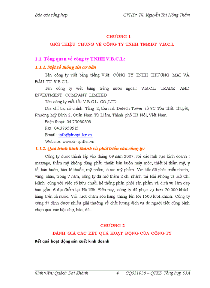image for page Báo cáo Đánh giá các hoạt động quản trị của của Công ty Trách nhiệm hữu hạn Thương mại và đầu tư Venus Beauty Care Line
