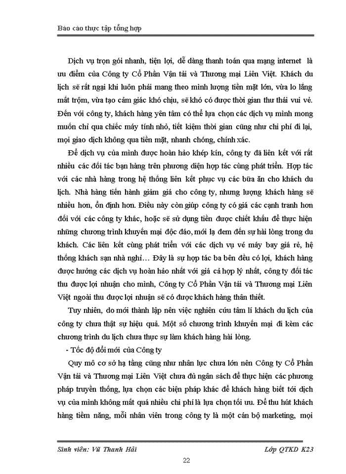 image for page Báo cáo Tình hình hoạt động sản xuất kinh doanh của Công ty Cổ Phần Vận tải và Thương mại Liên Việt