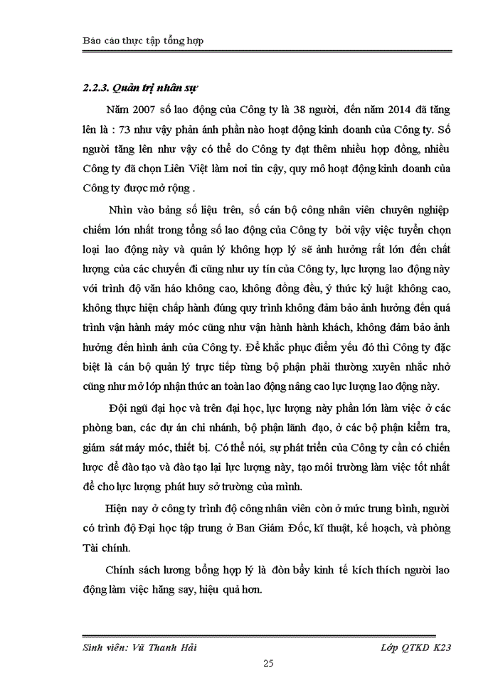 image for page Báo cáo Tình hình hoạt động sản xuất kinh doanh của Công ty Cổ Phần Vận tải và Thương mại Liên Việt