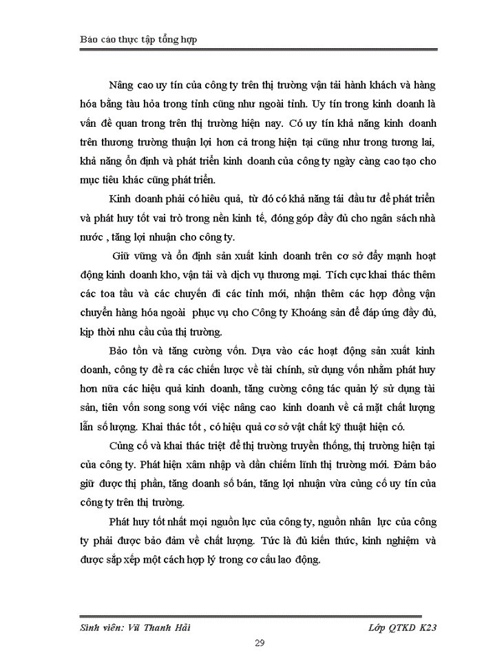 image for page Báo cáo Tình hình hoạt động sản xuất kinh doanh của Công ty Cổ Phần Vận tải và Thương mại Liên Việt