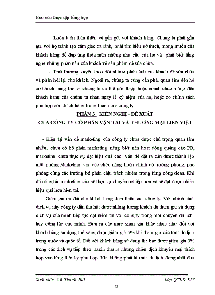 image for page Báo cáo Tình hình hoạt động sản xuất kinh doanh của Công ty Cổ Phần Vận tải và Thương mại Liên Việt