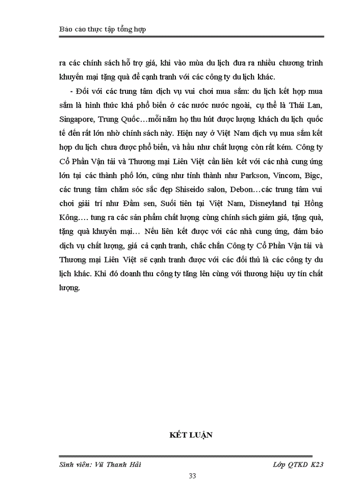 image for page Báo cáo Tình hình hoạt động sản xuất kinh doanh của Công ty Cổ Phần Vận tải và Thương mại Liên Việt