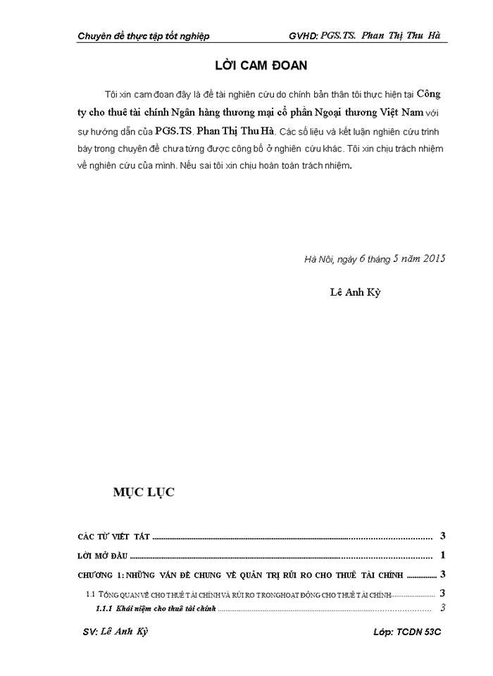 QUẢN TRỊ RỦI RO TẠI CÔNG TY CHO THUÊ TÀI CHÍNH NGÂN HÀNG THƯƠNG MẠI CỔ PHẦN NGOẠI THƯƠNG VIỆT NAM