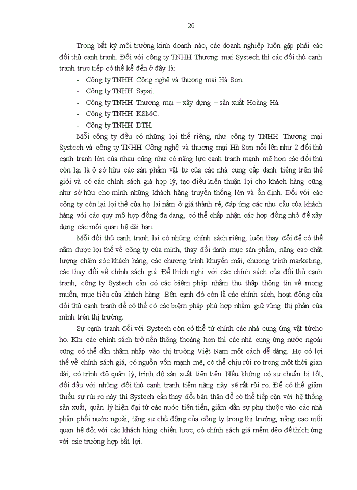 image for page Báo cáo ĐẶC ĐIỂM KINH TẾ - KỸ THUẬT MÔI TRƯỜNG KINH DOANH TÌNH HÌNH HOẠT ĐỘNG KINH DOANH CỦA CÔNG TY Trách nhiệm hữu hạn Thương mại SYSTECH