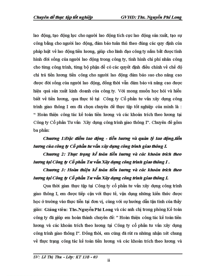 image for page Hoàn thiện công tác kế toán tiền lương và các khoản trích theo lương tại Công ty Cổ phần Tư vấn Xây dựng công trình giao thông I