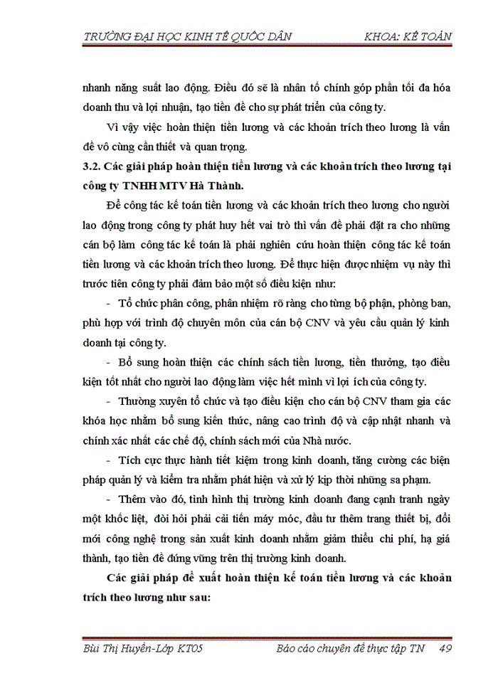 image for page Hoàn thiện kế toán tiền lương và các khoản trích theo lương tại công ty Trách nhiệm hữu hạn Một thành viên Hà Thành