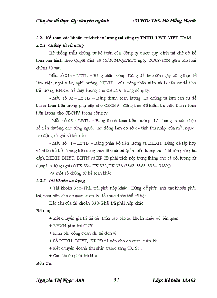 image for page HOÀN THIỆN KẾ TOÁN TIỀN LƯƠNG VÀ CÁC KHOẢN TRÍCH THEO LƯƠNG TẠI CÔNG TY Trách nhiệm hữu hạn LWT VIỆT NAM