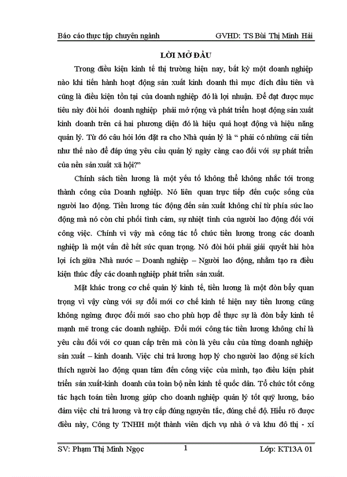 image for page Báo cáo tại Công ty Trách nhiệm hữu hạn một thành viên dịch vụ nhà ở và khu đô thị - xí nghiệp 1