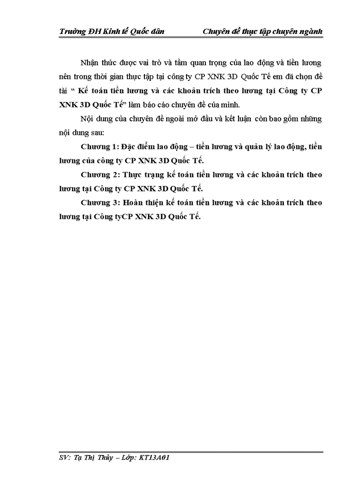 image for page Kế toán tiền lương và các khoản trích theo lương tại Công ty Cổ phần XNK 3D Quốc Tế