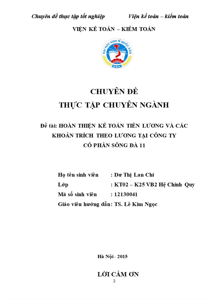 image for page Hoàn thiện kế toán tiền lương và các khoản trích theo lương tại Công ty Cổ phần Sông Đà 11