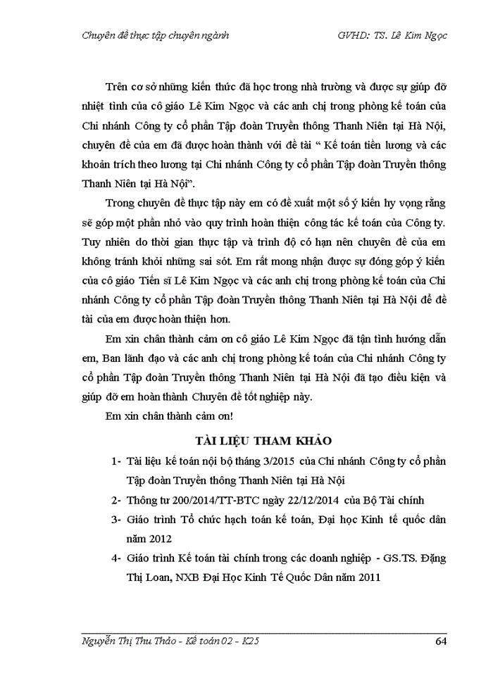 image for page Hoàn thiện kế toán tiền lương và các khoản trích theo lương tại Chi nhánh Công ty cổ phần Tập đoàn Truyền thông Thanh Niên tại Hà Nội