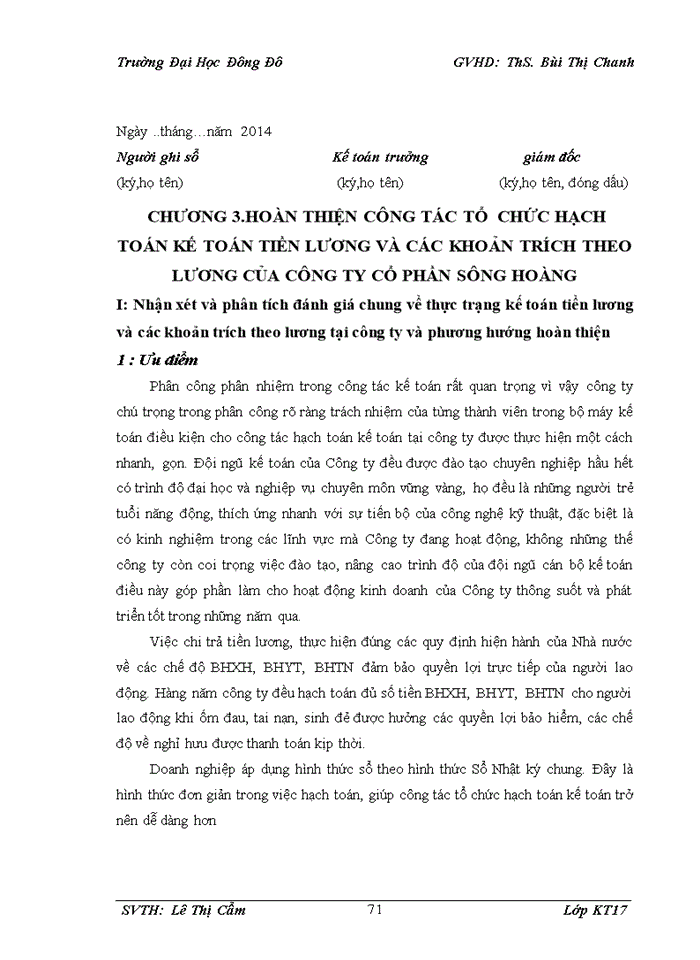 image for page Kế toán tiền lương và các khoản trích theo lương tại Công ty Cổ phần Sông Hoàng