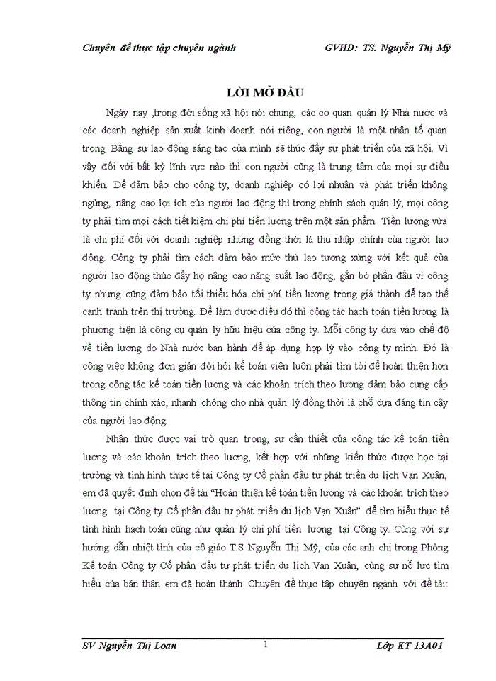 image for page Hoàn thiện kế toán tiền lương và các khoản trích theo lương tại công ty cổ phần đầu tư phát triển du lịch Vạn Xuân