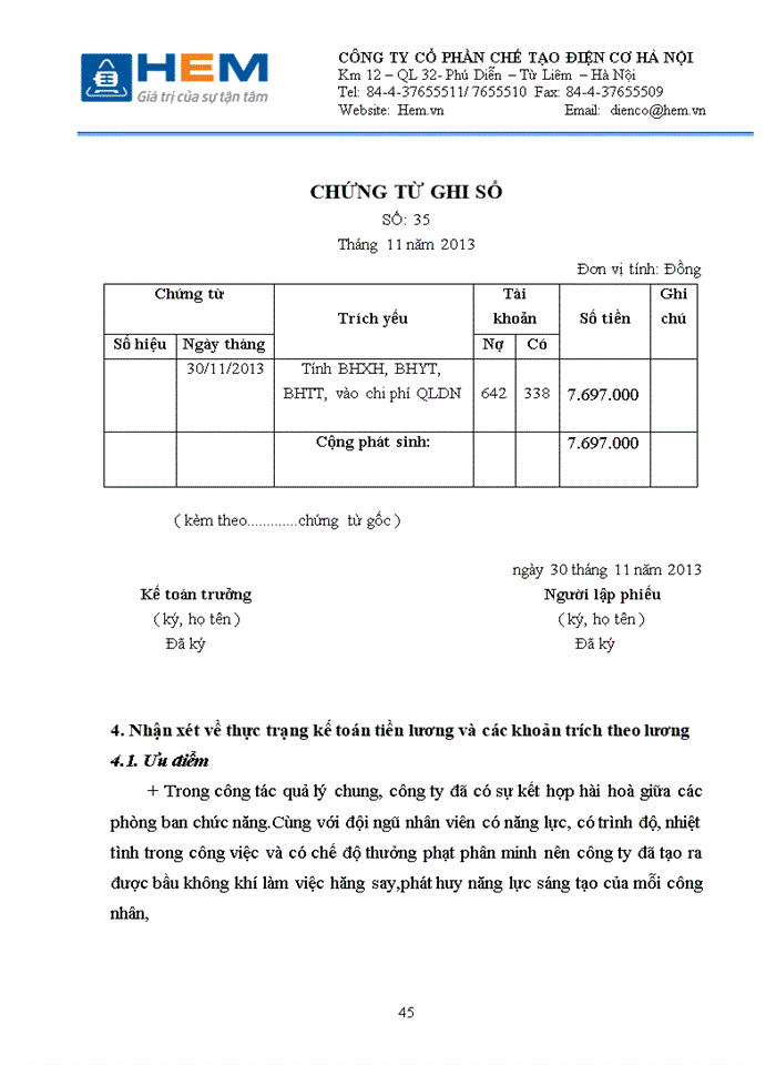 image for page Thực trạng công tác kế toán tiền lương và các khoản trích theo lương tại Công ty cổ phần chế tạo điện cơ Hà Nội