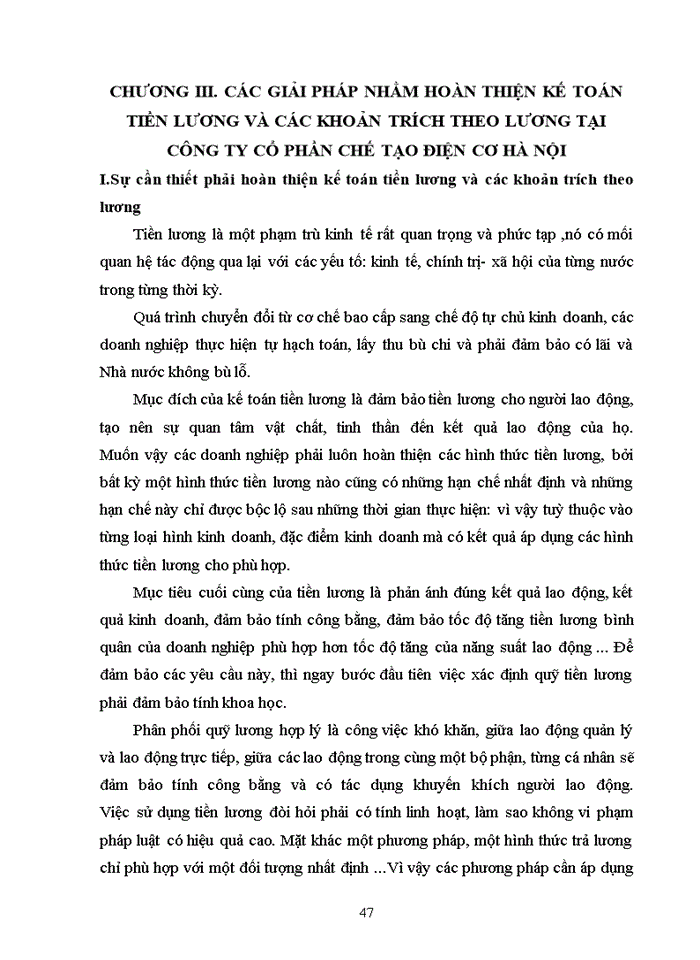 image for page Thực trạng công tác kế toán tiền lương và các khoản trích theo lương tại Công ty cổ phần chế tạo điện cơ Hà Nội