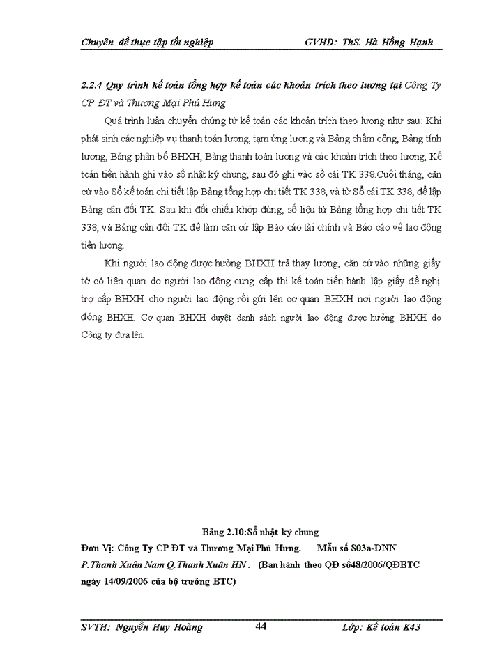 image for page Hoàn thiện kế toán tiền lương và các khoản trích theo lương tại Công ty Cổ phần ĐT Phú Hưng