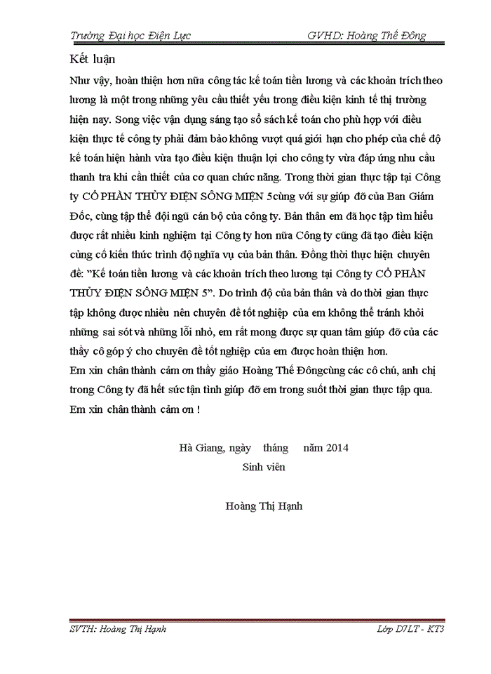 image for page Kế toán tiền lương và các khoản trích theo lương tại Công ty Cổ phần thủy điện Sông Miện 5