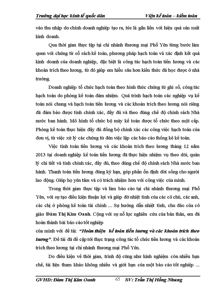 image for page Hoàn thiện kế toán tiền lương và các khoản trích theo lương tại Chi nhánh Phổ Yên