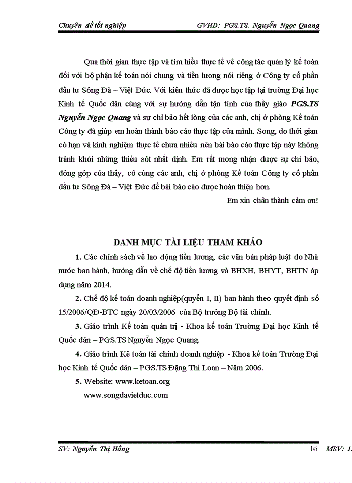 image for page Hoàn thiện kế toán tiền lương và các khoản trích theo lương tại Công ty cổ phần đầu tư Sông Đà Việt Đức