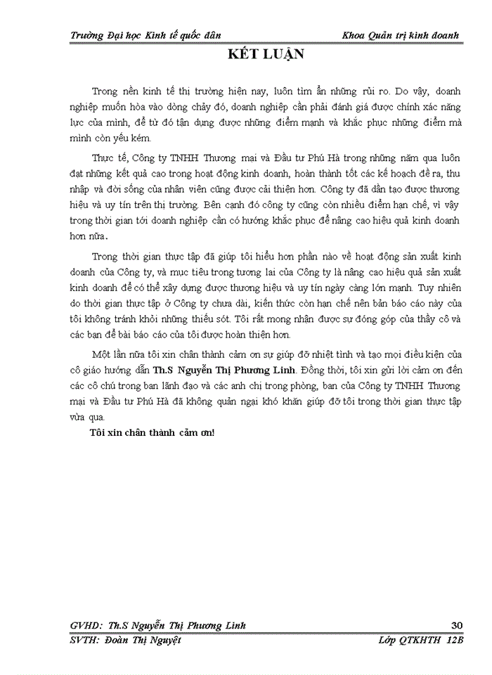 image for page Báo cáo Công ty Trách nhiệm hữu hạn Thương mại và Đầu tư Phú Hà