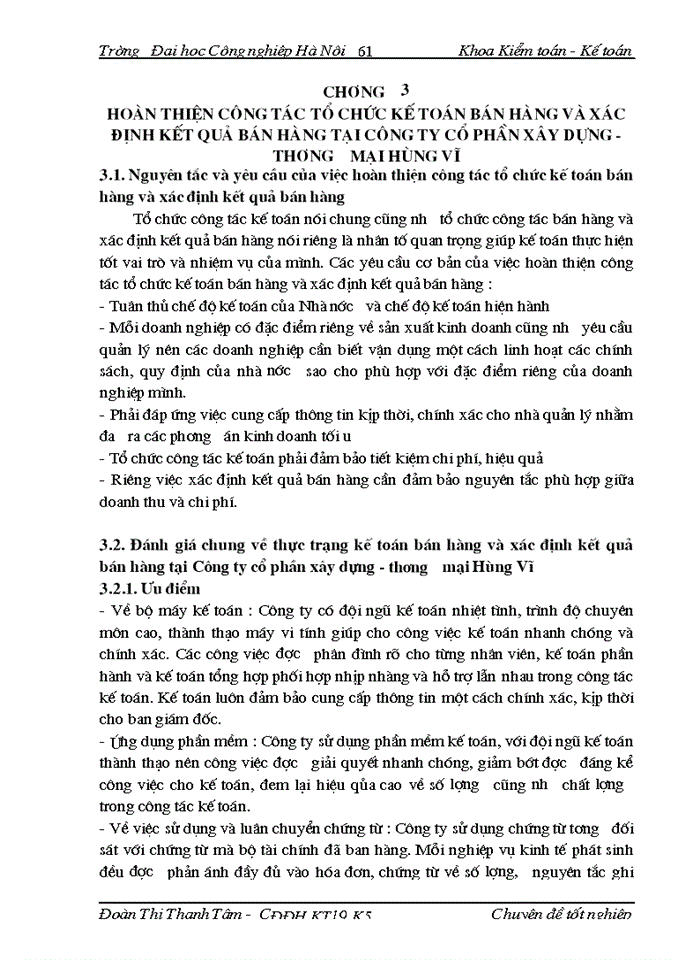 image for page Thực tế công tác tổ chức kế toán bán hàng và xác định kết quả tại Công ty cổ phần xây dựng - thương mại Hùng Vĩ