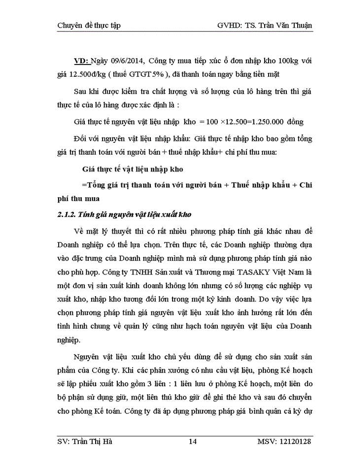 image for page Kế toán nguyên vật liệu tại Công ty Trách nhiệm hữu hạn Sản xuất và Thương mại TASAKY Việt Nam