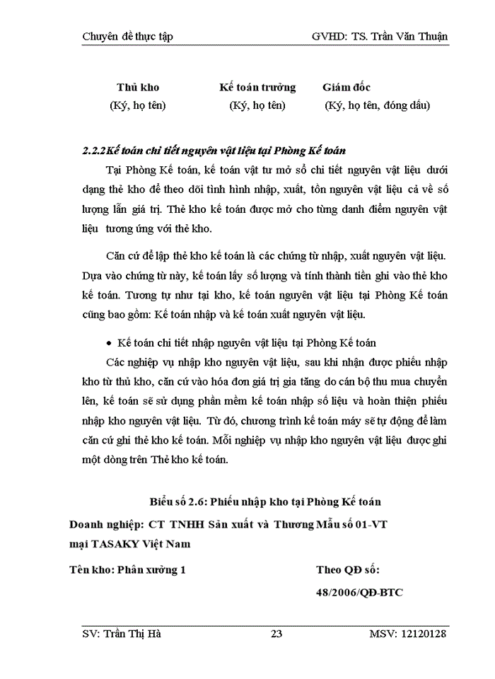 image for page Kế toán nguyên vật liệu tại Công ty Trách nhiệm hữu hạn Sản xuất và Thương mại TASAKY Việt Nam