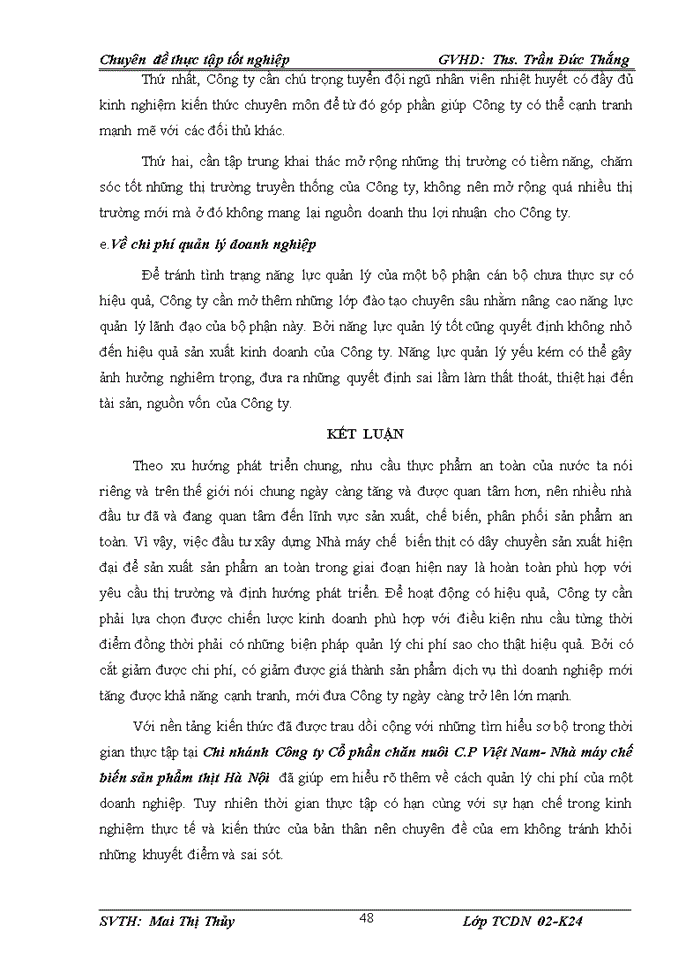 image for page Tăng cường quản lý chi phí tại Chi nhánh Công ty Cổ phần chăn nuôi C P Việt Nam- Nhà máy chế biến sản phẩm thịt Hà Nội