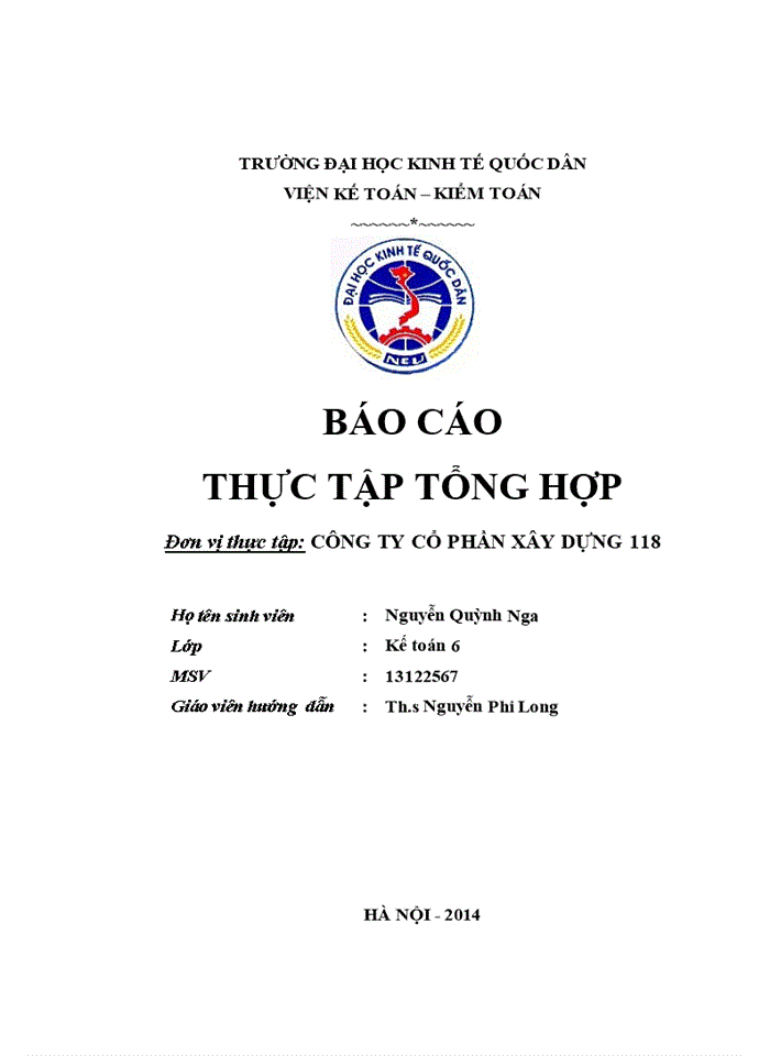 Báo cáo CÔNG TY CỔ PHẦN XÂY DỰNG 118