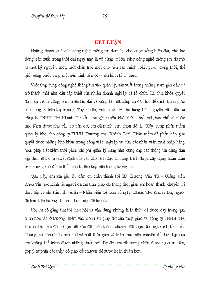 image for page Xây dựng phần mềm quản lý kho cho công ty Trách nhiệm hữu hạn Thương mại Khánh Dư