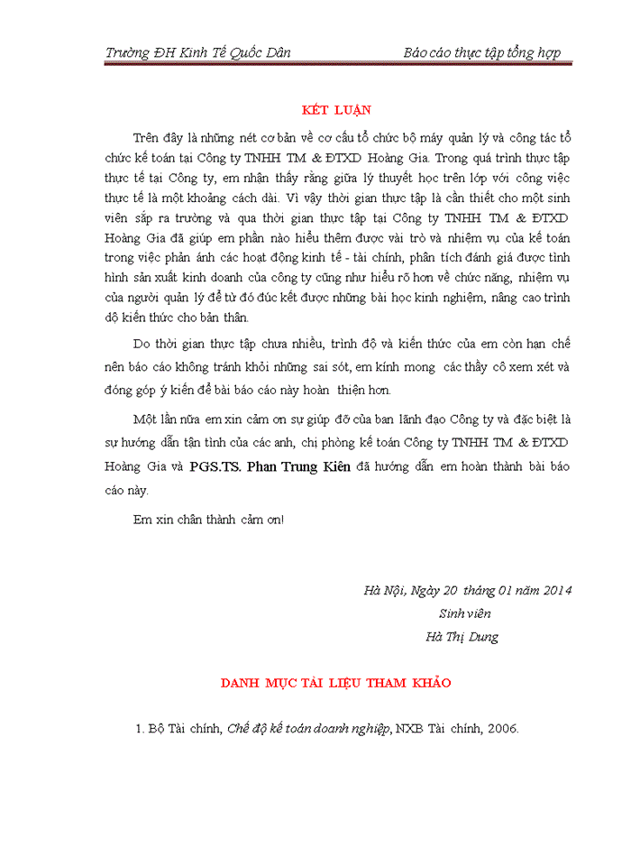 image for page Báo cáo Công ty Trách nhiệm hữu hạn Thương mại và đầu tư xây dựng Hoàng Gia