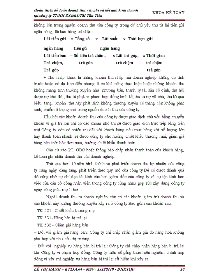 image for page Hoàn thiện kế toán doanh thu chi phí và xác định kết quả kinh doanh tại công ty Trách nhiệm hữu hạn Sản xuất và kinh doanh thương mại Tân Tiến