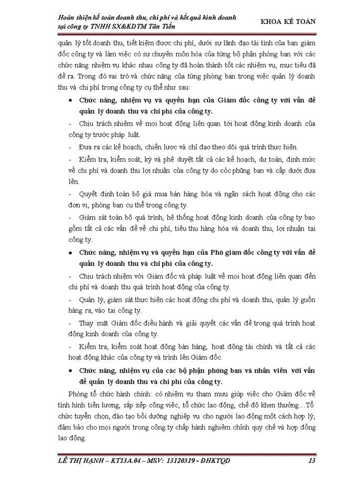 image for page Hoàn thiện kế toán doanh thu chi phí và xác định kết quả kinh doanh tại công ty Trách nhiệm hữu hạn Sản xuất và kinh doanh thương mại Tân Tiến