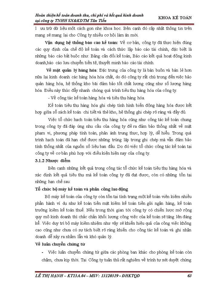 image for page Hoàn thiện kế toán doanh thu chi phí và xác định kết quả kinh doanh tại công ty Trách nhiệm hữu hạn Sản xuất và kinh doanh thương mại Tân Tiến