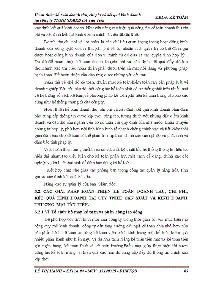 image for page Hoàn thiện kế toán doanh thu chi phí và xác định kết quả kinh doanh tại công ty Trách nhiệm hữu hạn Sản xuất và kinh doanh thương mại Tân Tiến