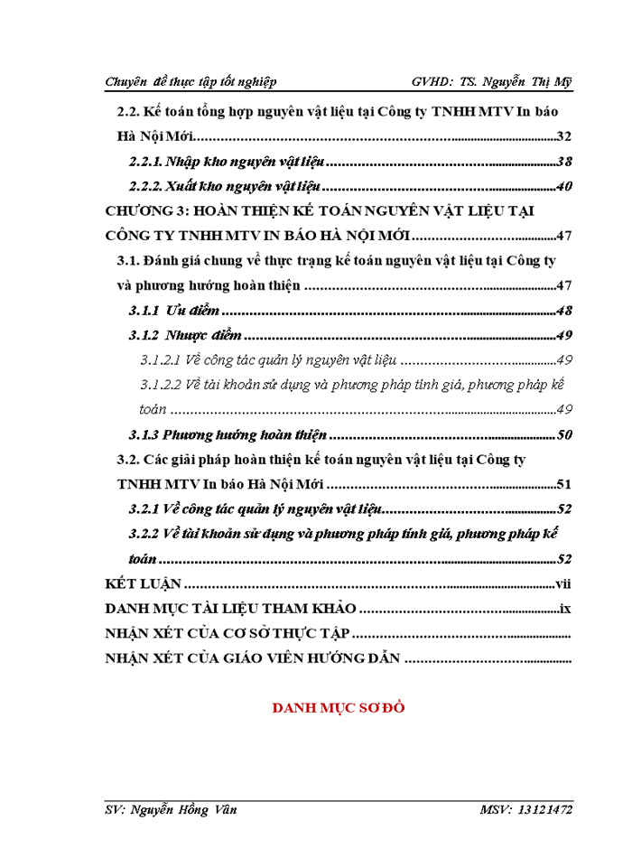 Hoàn thiện công tác kế toán nguyên vật liệu tại công ty Trách nhiệm hữu hạn một thành viên In báo Hà Nội Mới