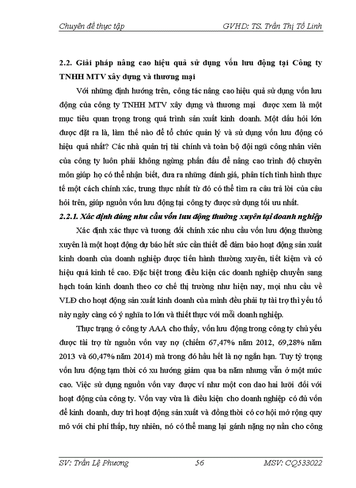 image for page Nâng cao hiệu quả sử dụng Vốn lưu động tại Công ty Trách nhiệm hữu hạn một thành viên Xây dựng và Thương mại AAA