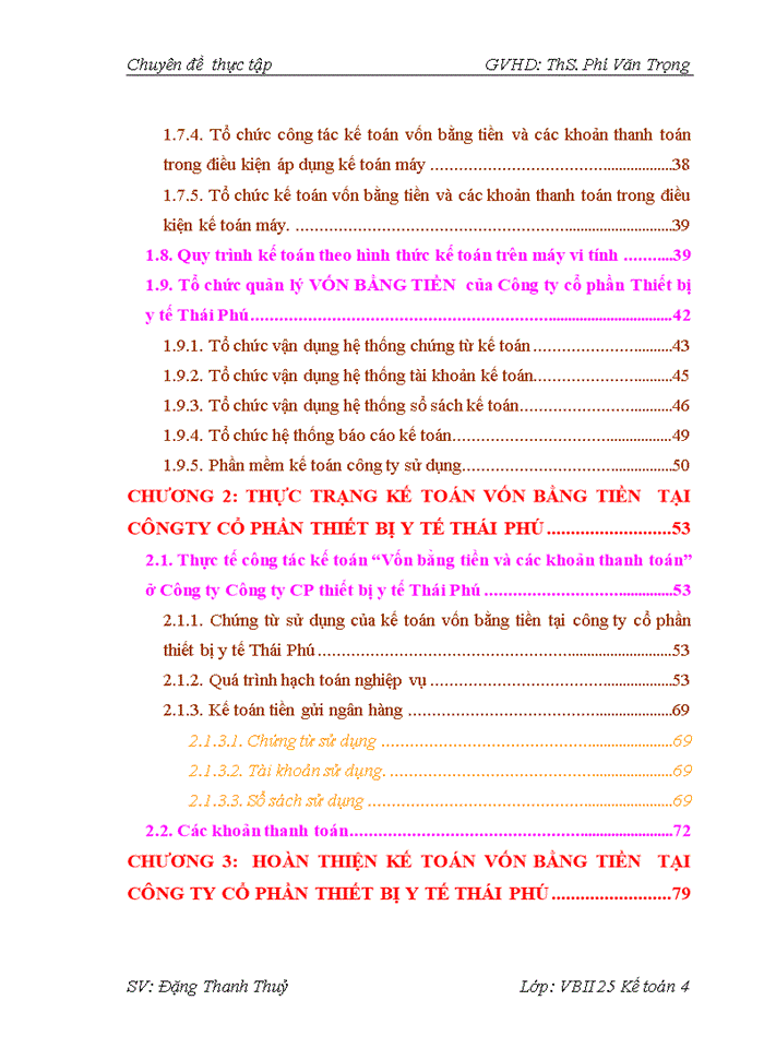 Kế toán nghiệp vụ vốn bằng tiền và các khoản thanh toán tại công ty cổ phần thiết bị y tế Thái Phú
