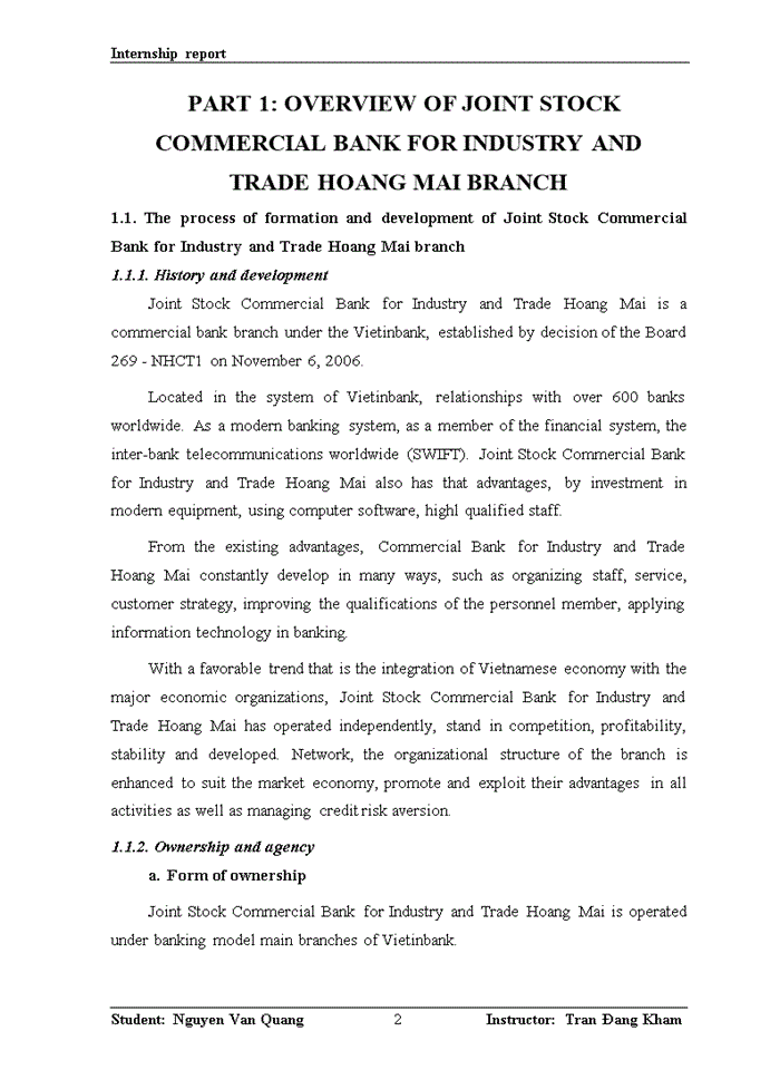 Tiếng anh EVALUATION ACTIVITIES OF JOINT STOCK COMMERCIAL BANK FOR INDUSTRY AND TRADE HOANG MAI