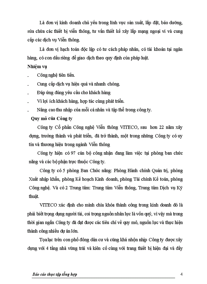 Báo cáo Công ty Cổ phần Công nghệ Viễn thông VITECO