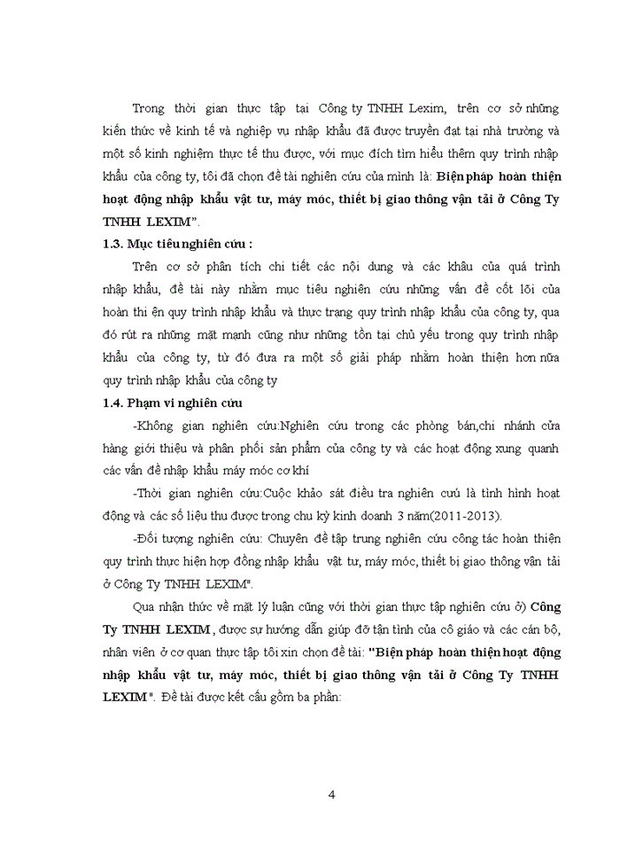 Biện pháp hoàn thiện hoạt động nhập khẩu vật tư máy móc thiết bị giao thông vận tải ở Công Ty Trách nhiệm hữu hạn LEXIM