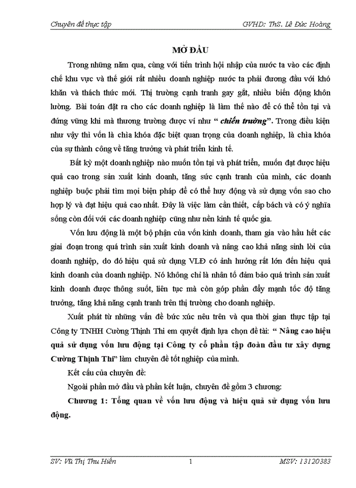 image for page Nâng cao hiệu quả sử dụng vốn lưu động tại Công ty cổ phần tập đoàn đầu tư xây dựng Cường Thịnh Thi